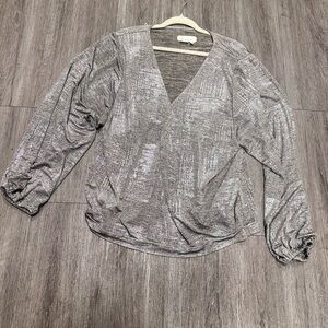 Gray V-Neck Women's Top